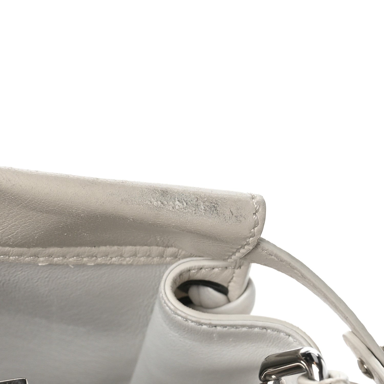 Fendi Nappa Lace Up Mini Peekaboo Iconic Satchel Bianco Carta 12 of 22