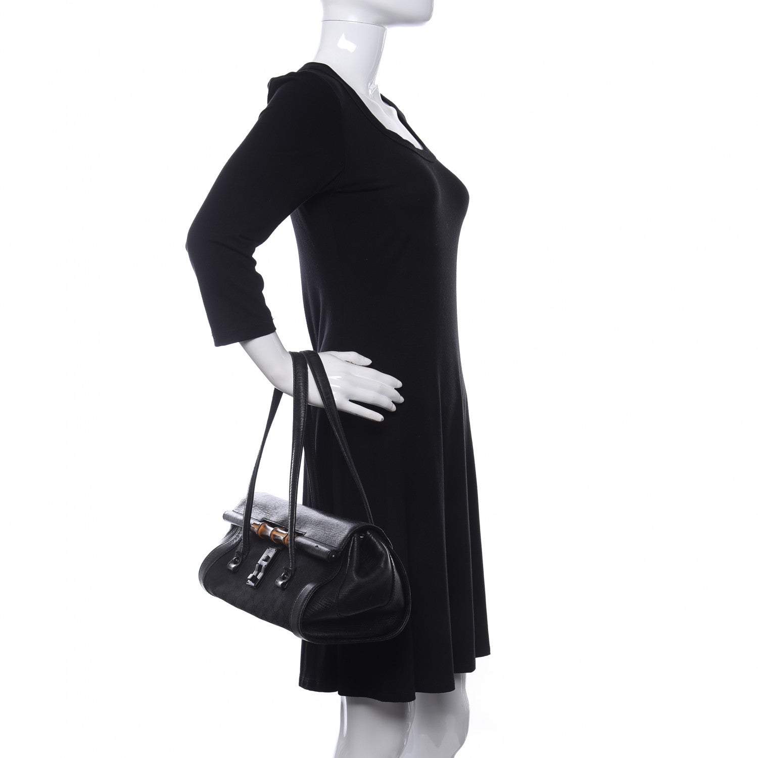 Gucci Monogram Bamboo Bullet Bag Black 2 of 9