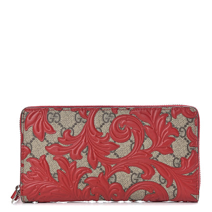 Gucci GG Supreme Monogram Arabesque Zip Around Wallet Hibiscus Red 1 of 7