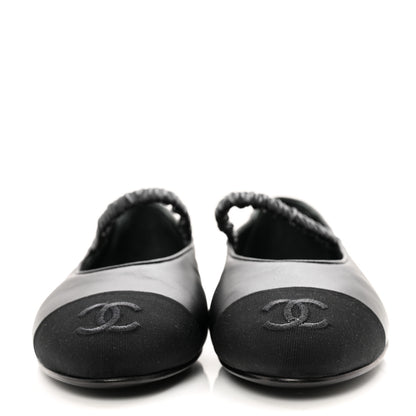 Chanel Lambskin Grosgrain Cap Toe CC Ballerina Flats With Leg Warmers 36 Black 3 of 17