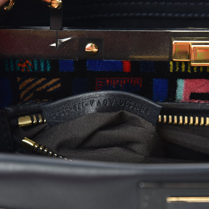 Fendi Calfskin Velvet Fun Fair Medium Peekaboo Iconic Satchel Night Blue Multicolor 10 of 13
