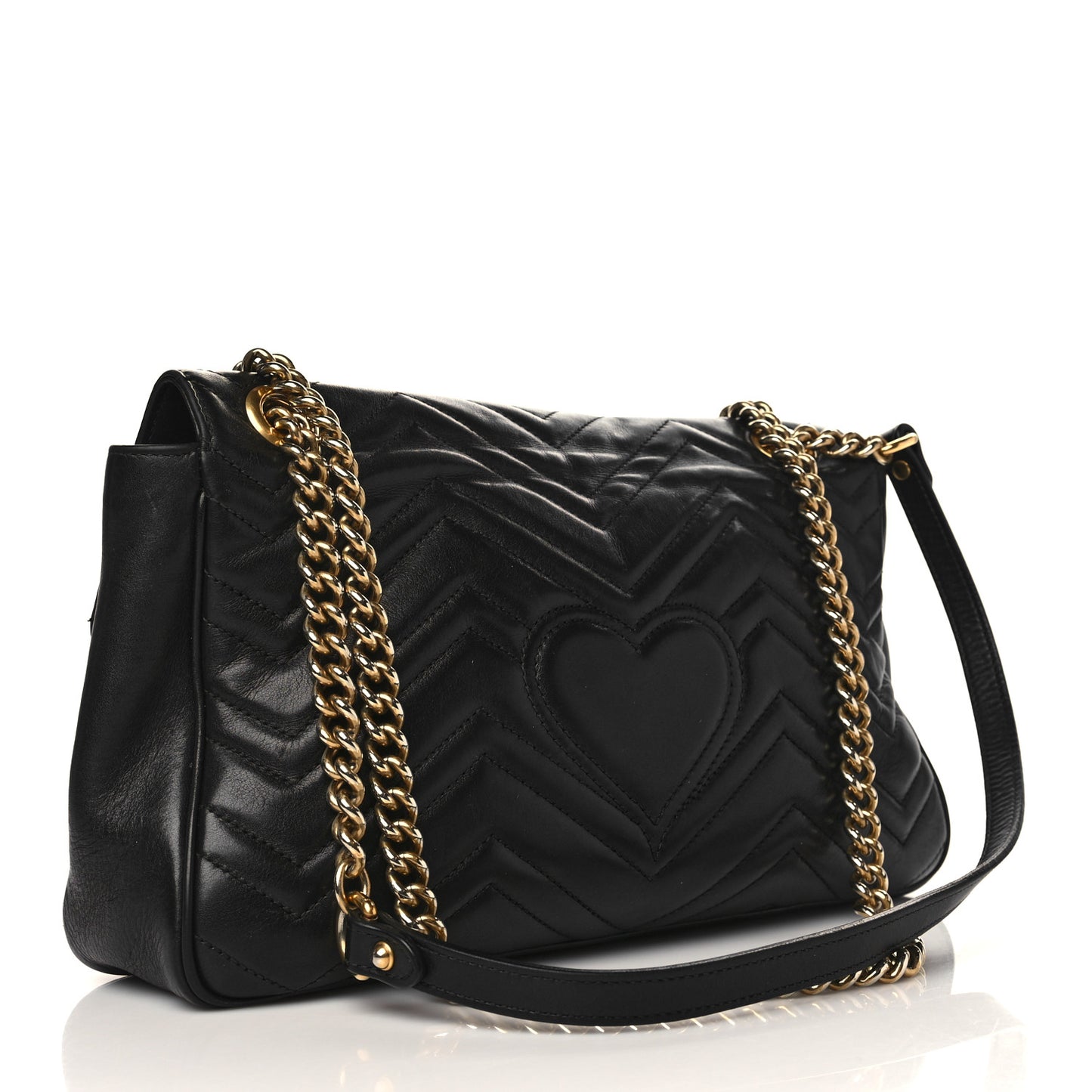 Calfskin Matelasse Medium GG Marmont Shoulder Bag Black