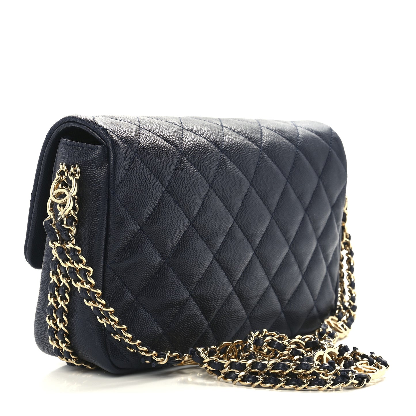 Caviar Quilted Small CC You Flap Dark Blue