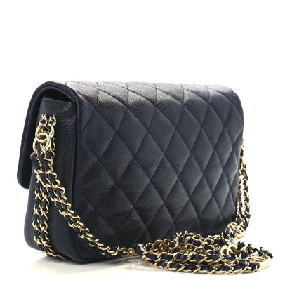 Chanel Caviar Quilted Small CC You Flap Dark Blue 3 of 13