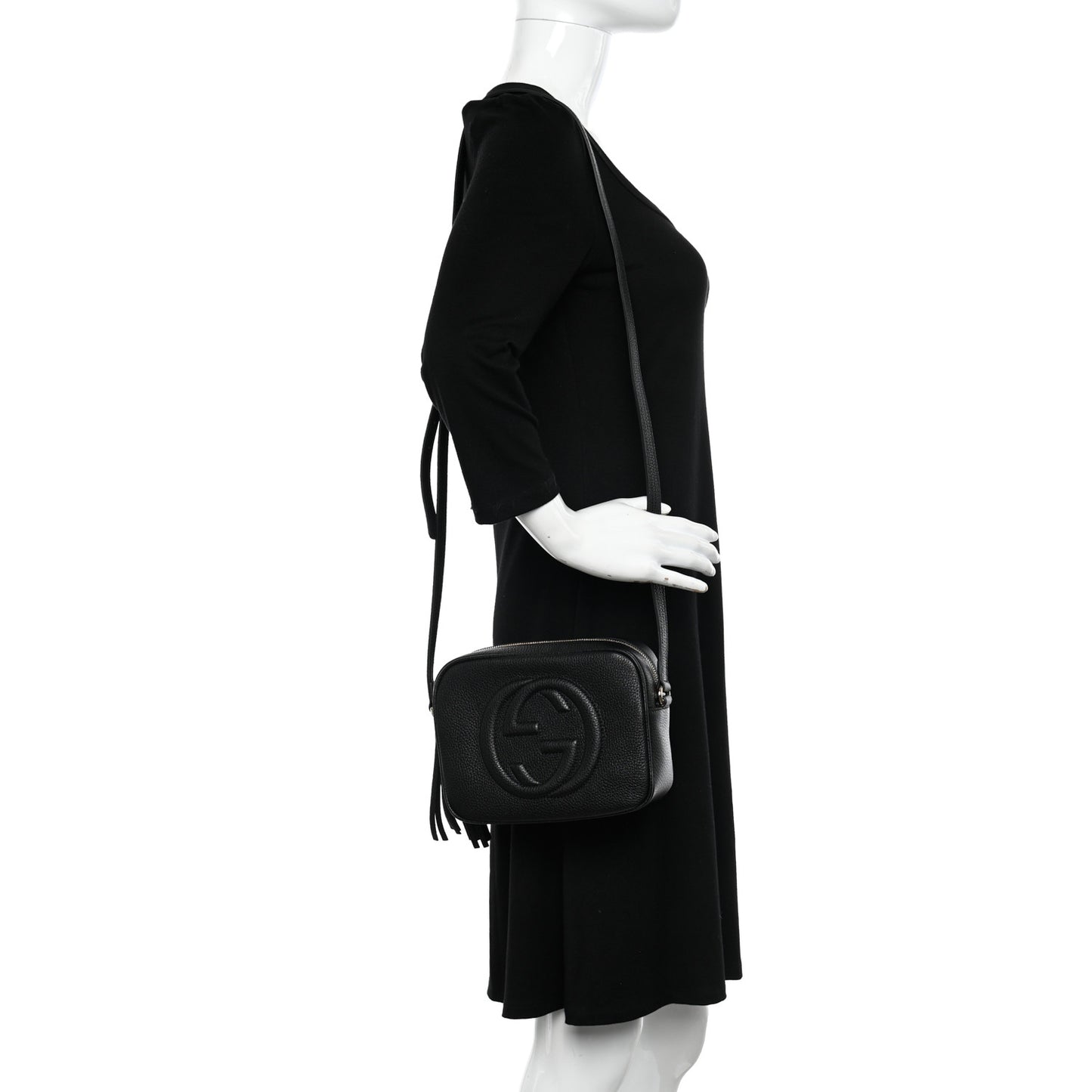 Pebbled Calfskin Small Soho Disco Bag Black