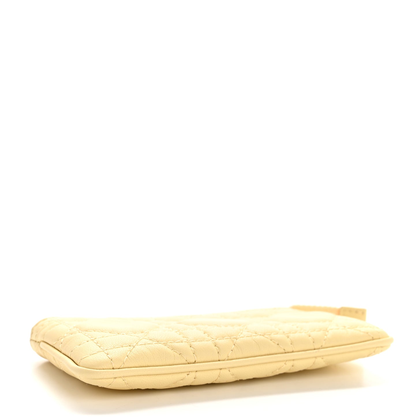 Lambskin Cannage Lady Dior Zipped Key Case Soft Yellow