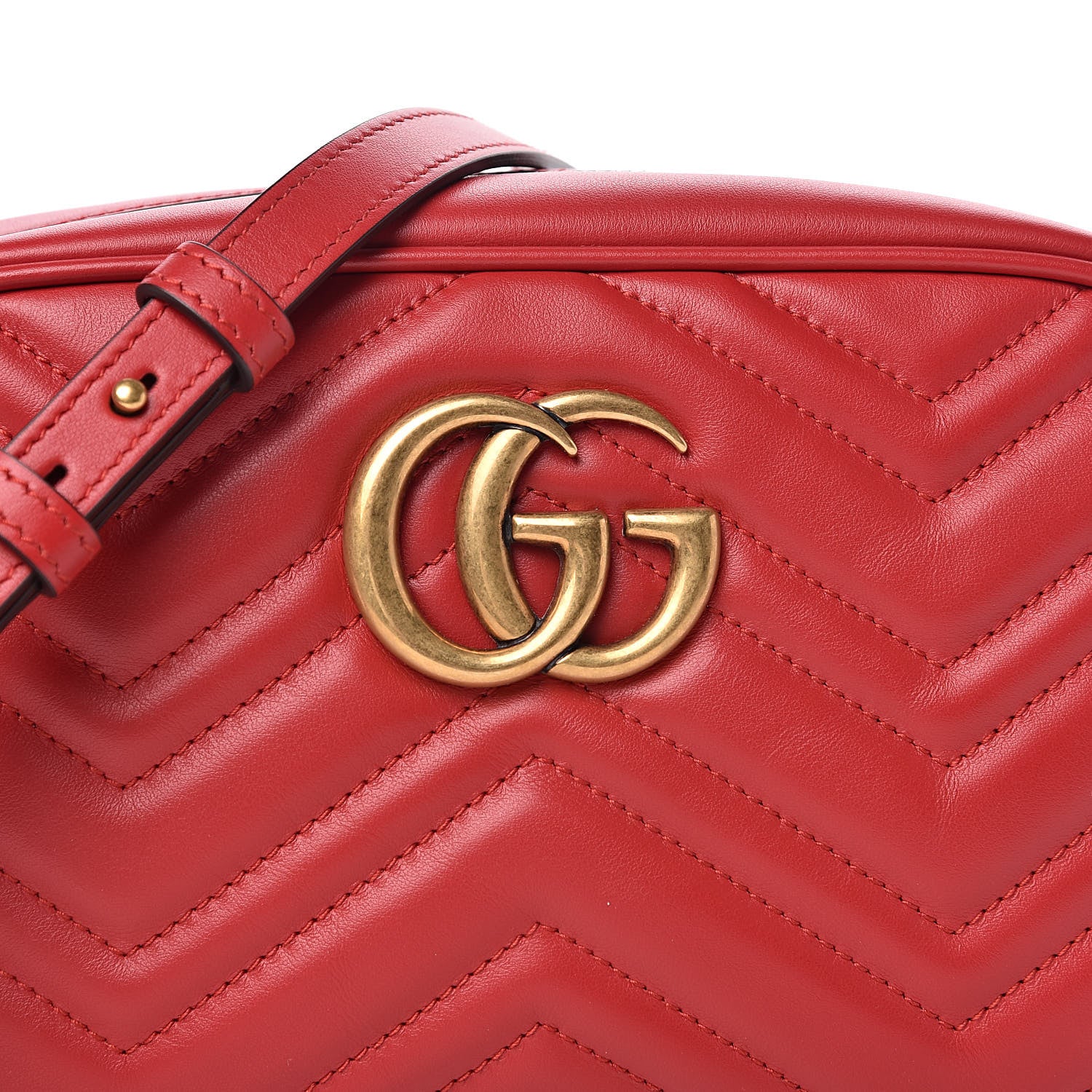 Gucci Calfskin Matelasse Small GG Marmont Chain Shoulder Bag Hibiscus Red 11 of 11