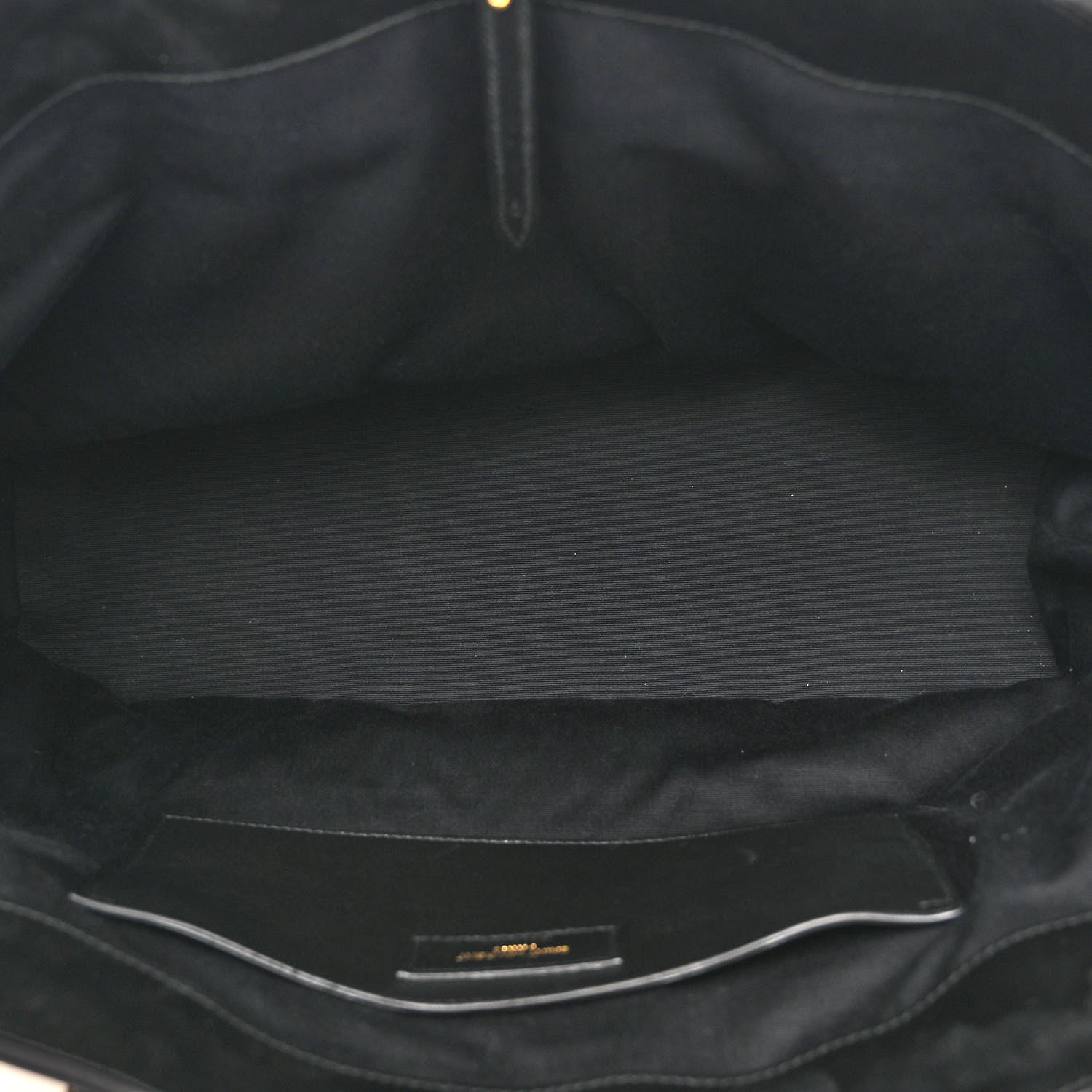 Saint Laurent Calfskin Raffia Medium Shopper Tote Naturale Black Naturale Black 5 of 9