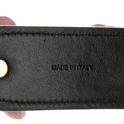 Prada Calfskin Plexiglass Flower Shoulder Strap Black Pink 5 of 6