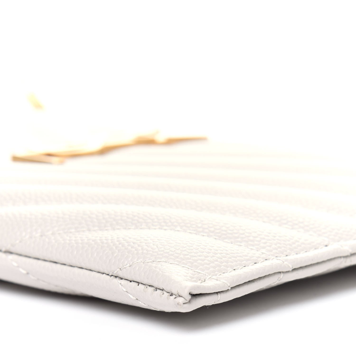 Saint Laurent Grain De Poudre Chevron Monogram Bill Pouch Crema Soft 11 of 13