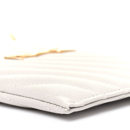 Saint Laurent Grain De Poudre Chevron Monogram Bill Pouch Crema Soft 11 of 13