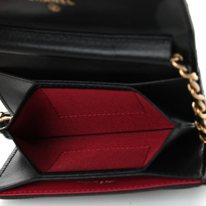 Chanel Lambskin Quilted Pearl Crown Clutch With Chain Black 4 of 4