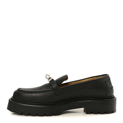 Calfskin Womens Icone Loafers 37 Black