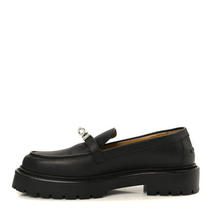 Hermes Calfskin Womens Icone Loafers 37 Black 1 of 9
