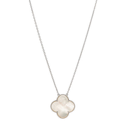 Van Cleef & Arpels 18K White Gold Mother of Pearl Magic Alhambra Pendant Necklace 1 of 6