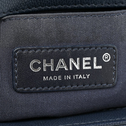 Chanel Caviar Chevron Quilted Medium Boy Flap Navy 5 of 19