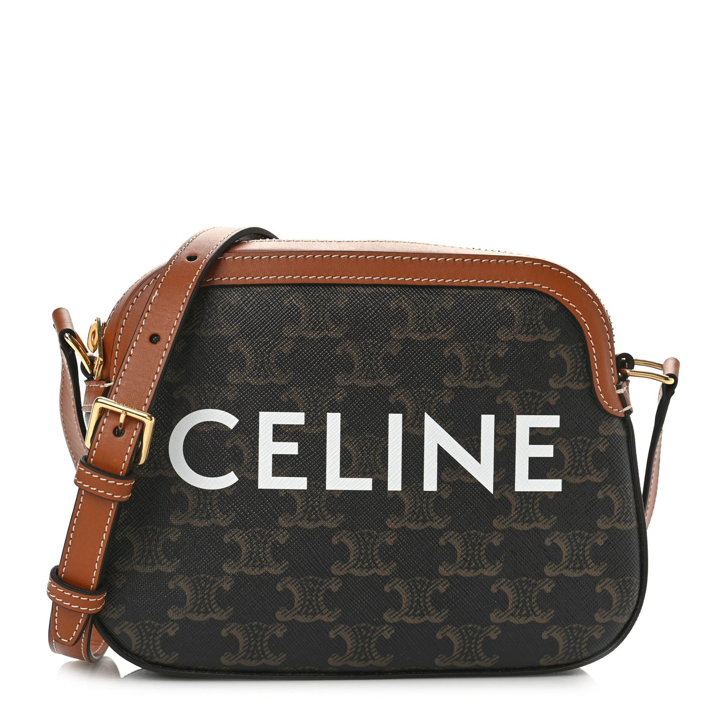 Triomphe Canvas Small Camera Bag Tan