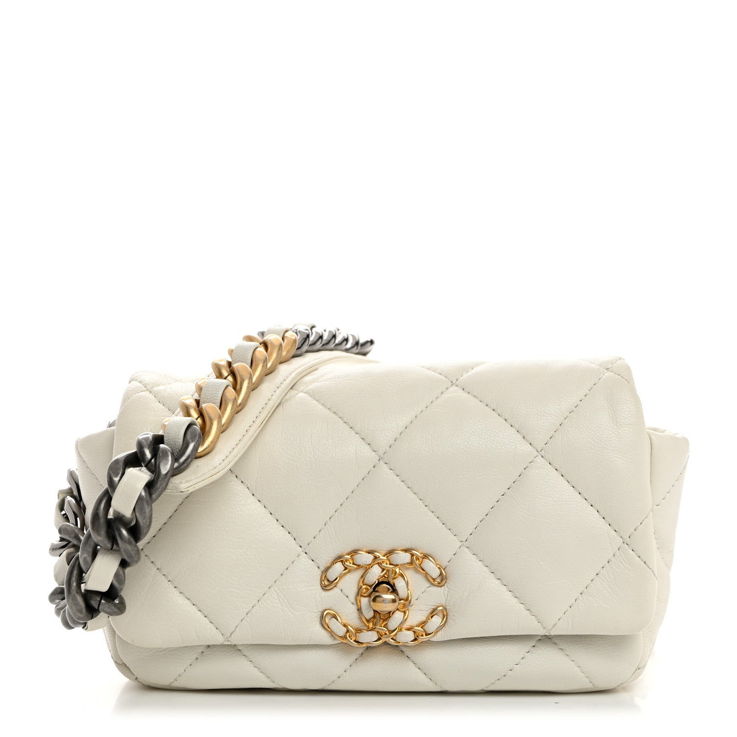 Chanel Goatskin Quilted Chanel 19 Waist Bag White 1 of 11