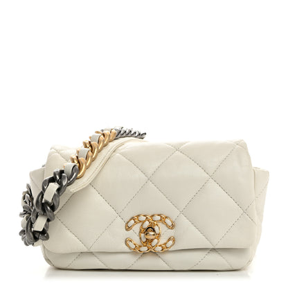 Chanel Goatskin Quilted Chanel 19 Waist Bag White 1 of 11