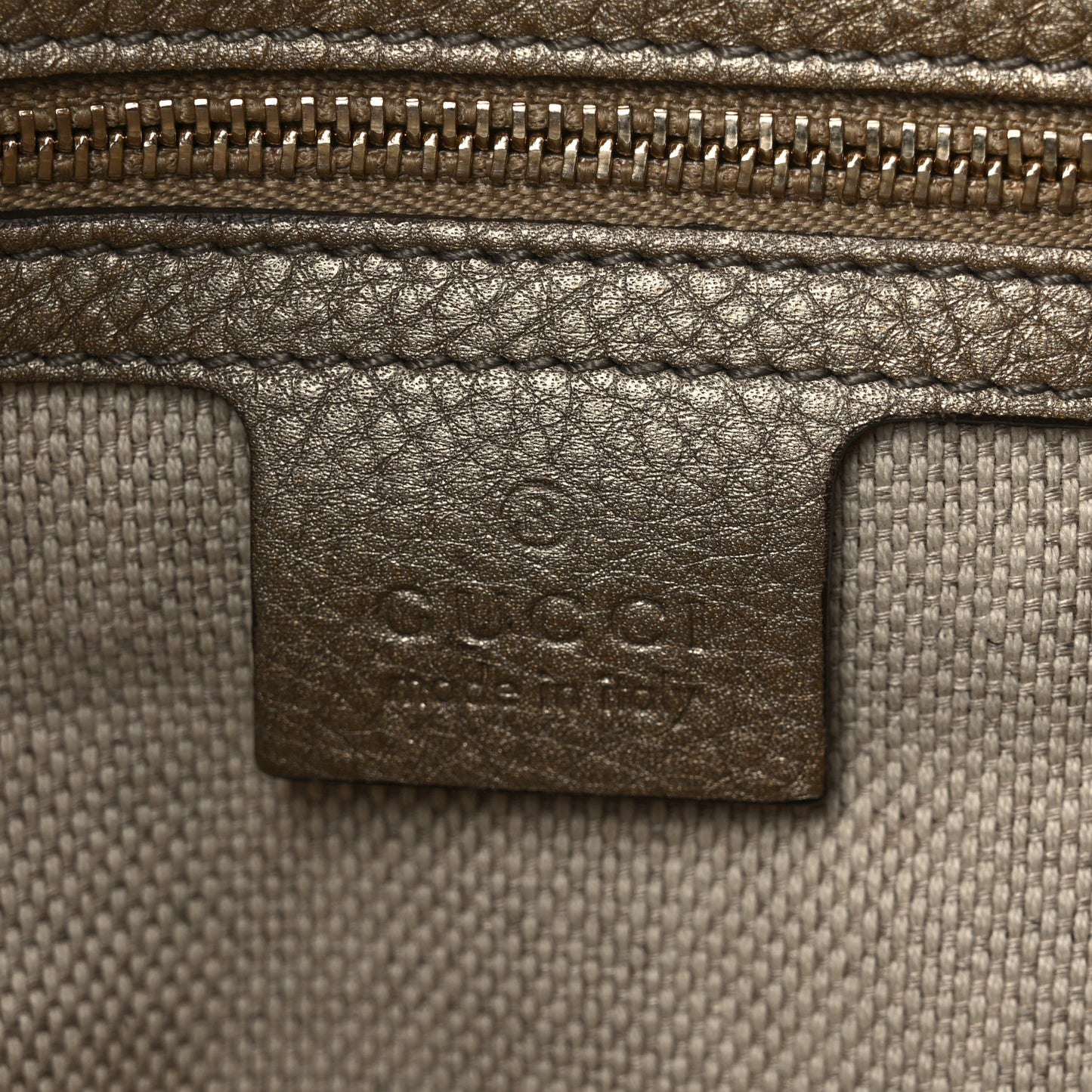 Metallic Pebbled Calfskin Medium Soho Chain Shoulder Bag Golden Beige