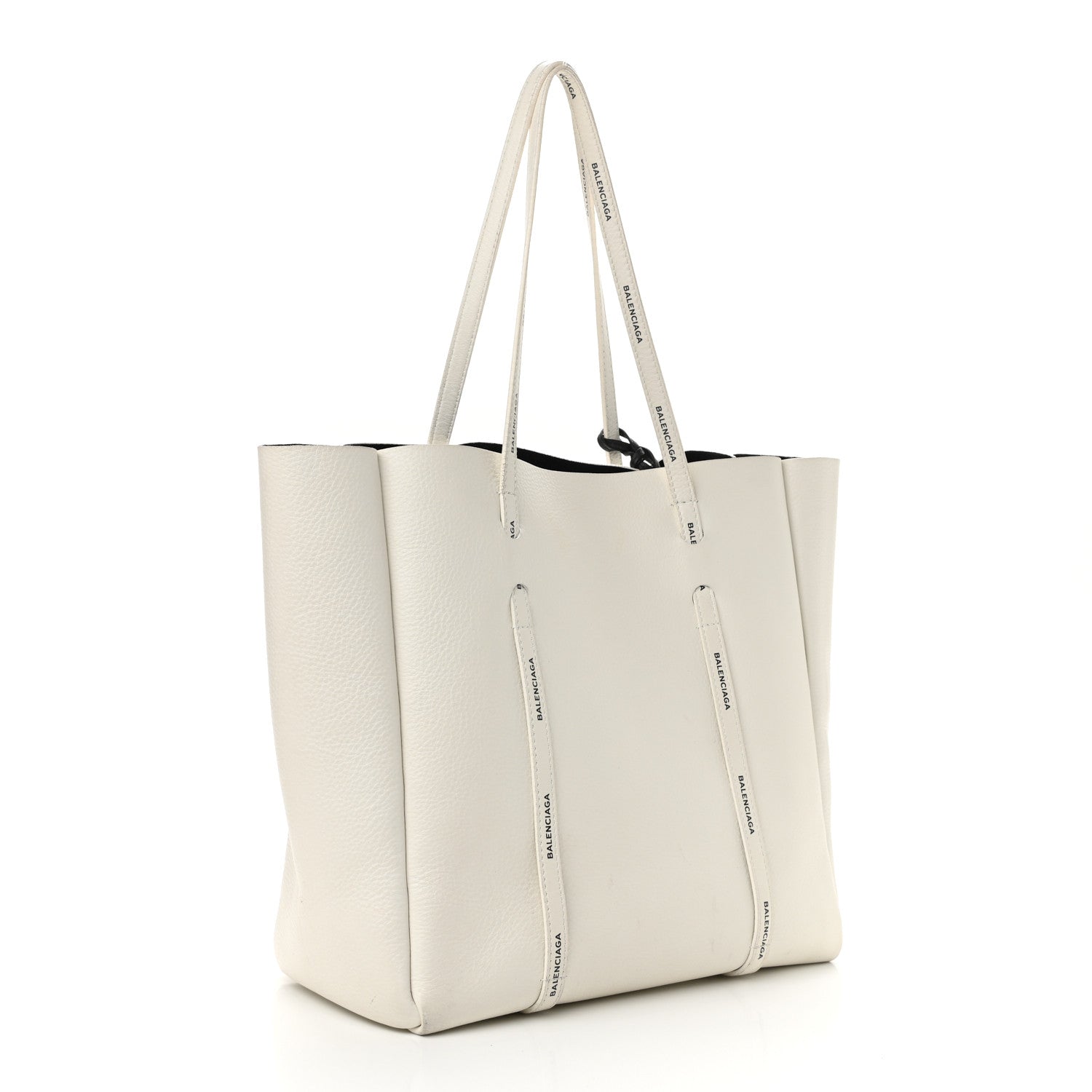 Balenciaga Calfskin Logo Strap Small Everyday Tote White Black 4 of 14
