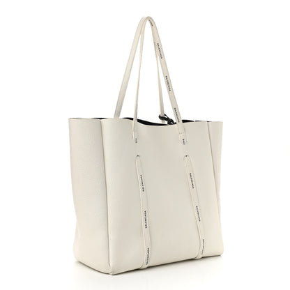 Balenciaga Calfskin Logo Strap Small Everyday Tote White Black 4 of 14