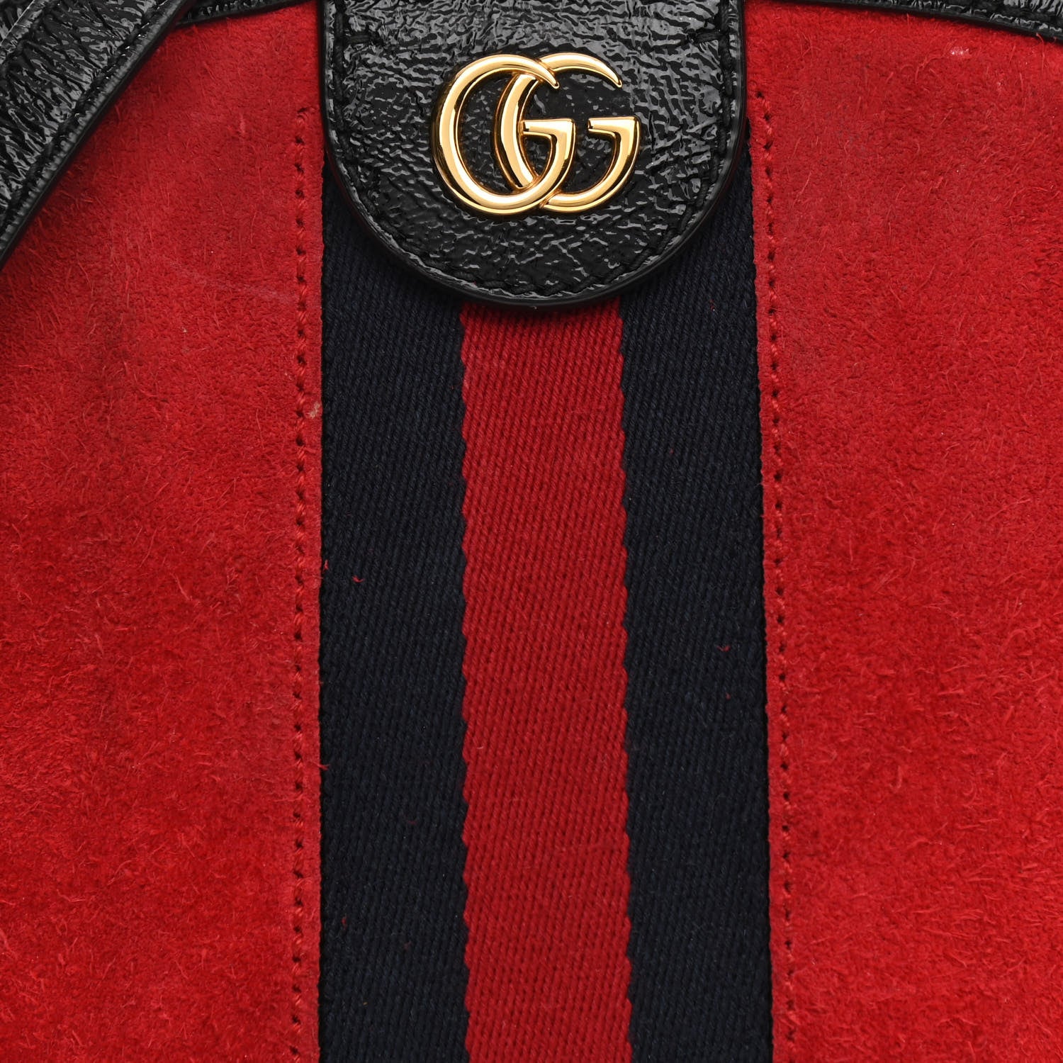 Gucci Suede Patent Web GG Small Ophidia Dome Shoulder Bag Hibiscus Red 7 of 15