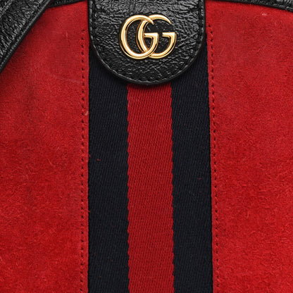 Gucci Suede Patent Web GG Small Ophidia Dome Shoulder Bag Hibiscus Red 7 of 15