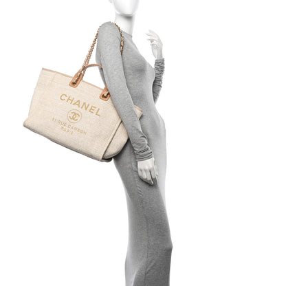 Chanel Canvas Medium Deauville Tote Light Beige 2 of 11