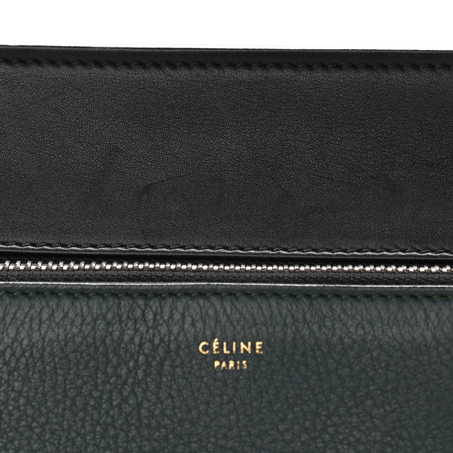 Grained Calfskin Small Bi-Color Edge Shoulder Bag Black Green