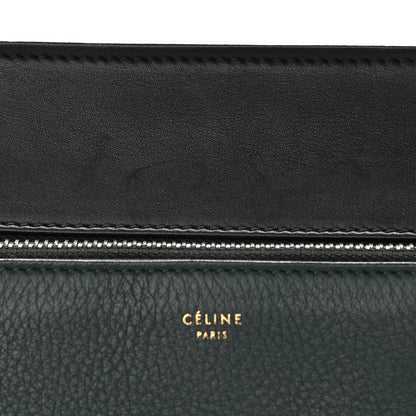 Celine Grained Calfskin Small Bi-Color Edge Shoulder Bag Black Green 11 of 15