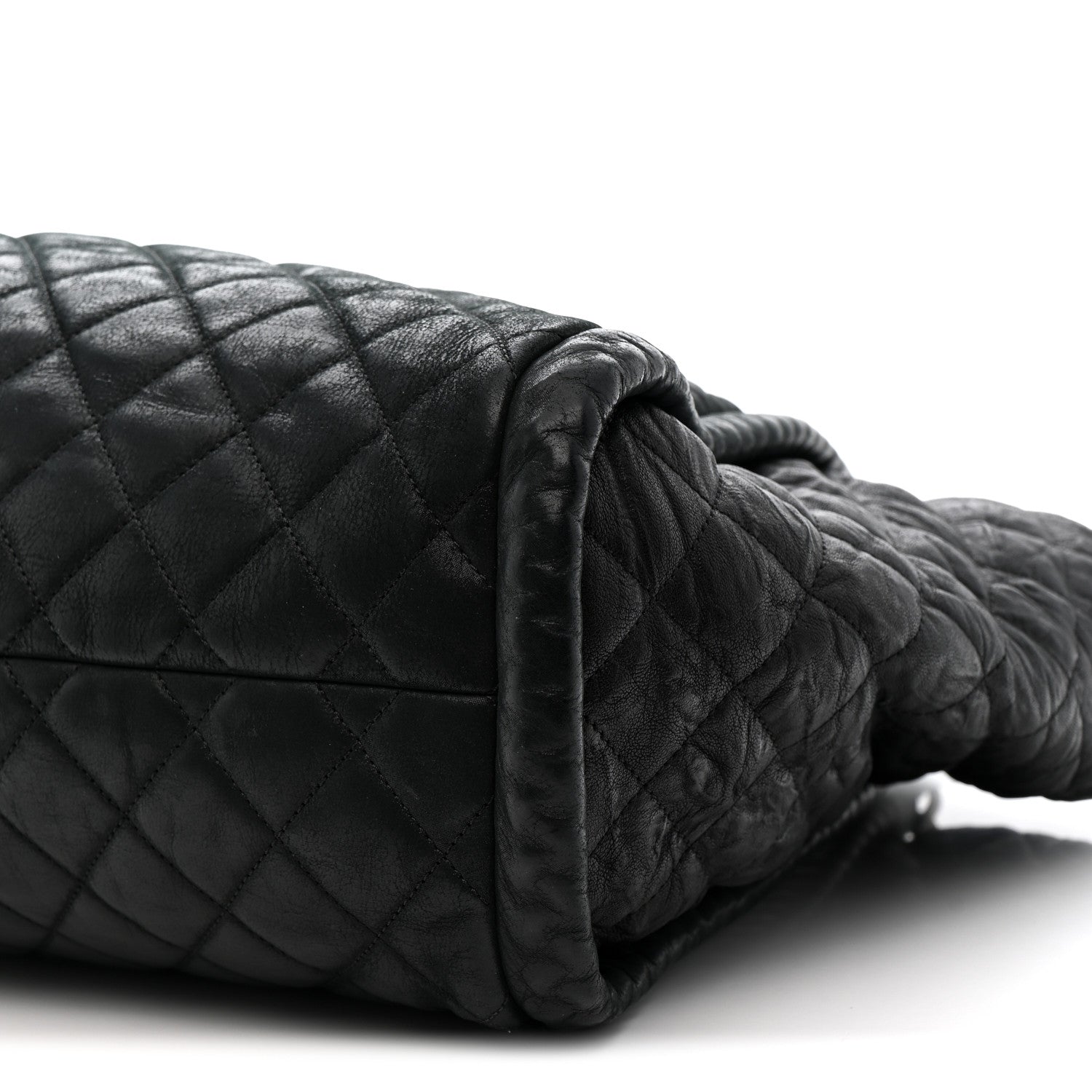 Chanel Crumpled Calfskin Iridescent Calfskin Hidden Chain Large Quilted Shopping Tote Black 10 of 11