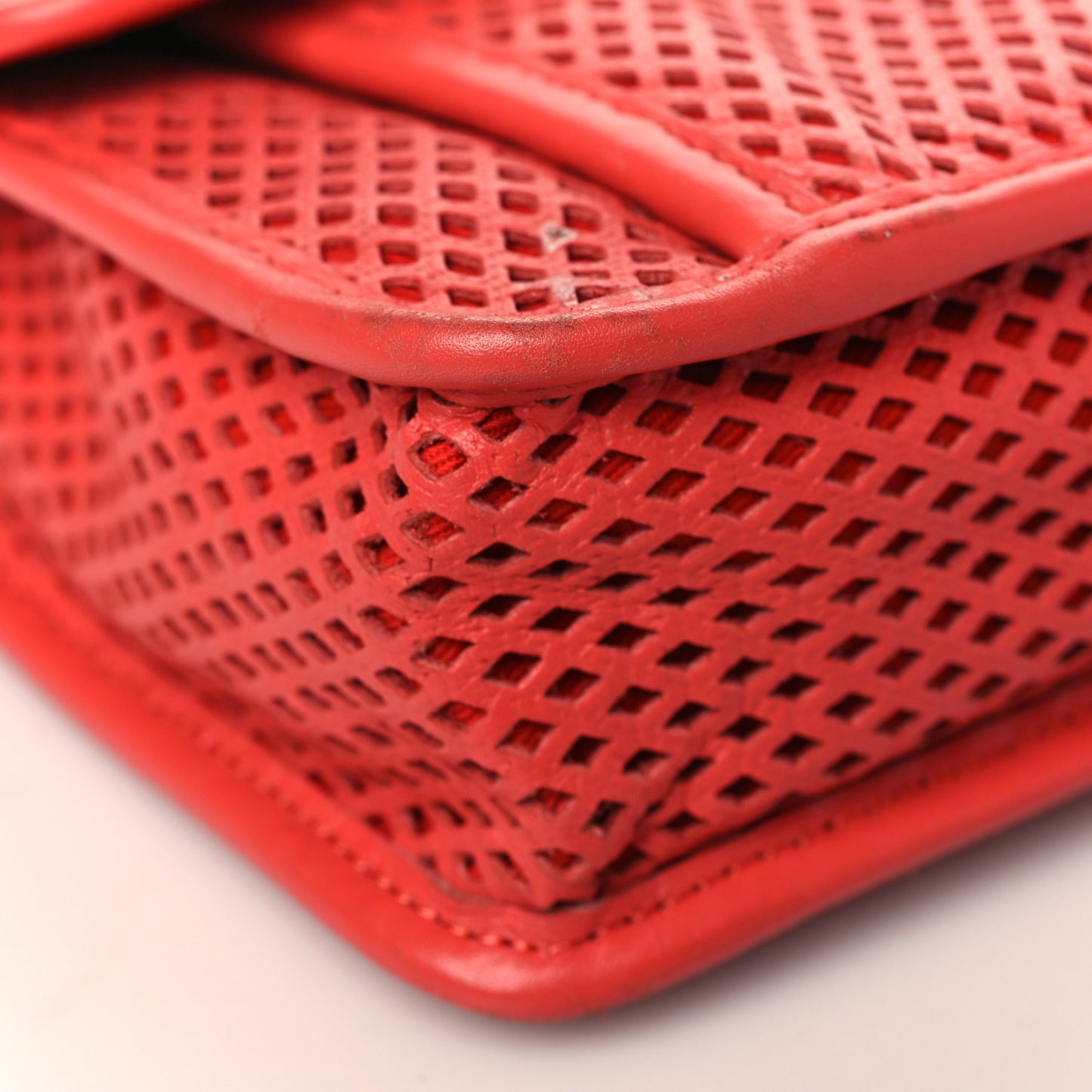 Perforated Calfskin Up In The Air Flap Red