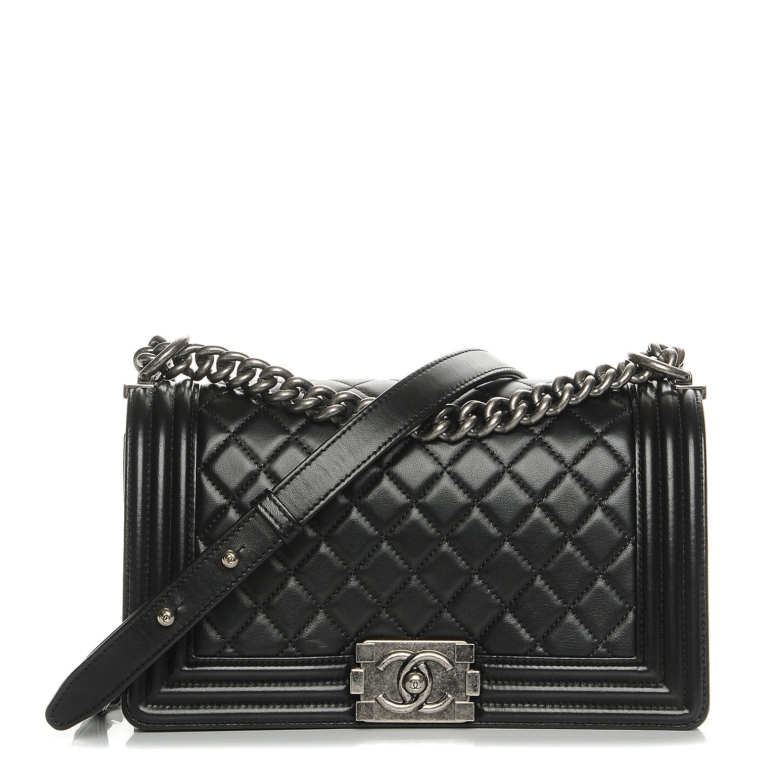 Chanel Lambskin Quilted Medium Boy Flap Black 1 of 8