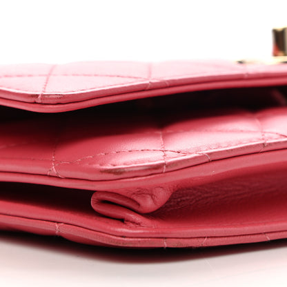 Chanel Lambskin Quilted Trendy CC Wallet On Chain WOC Bright Pink 9 of 10