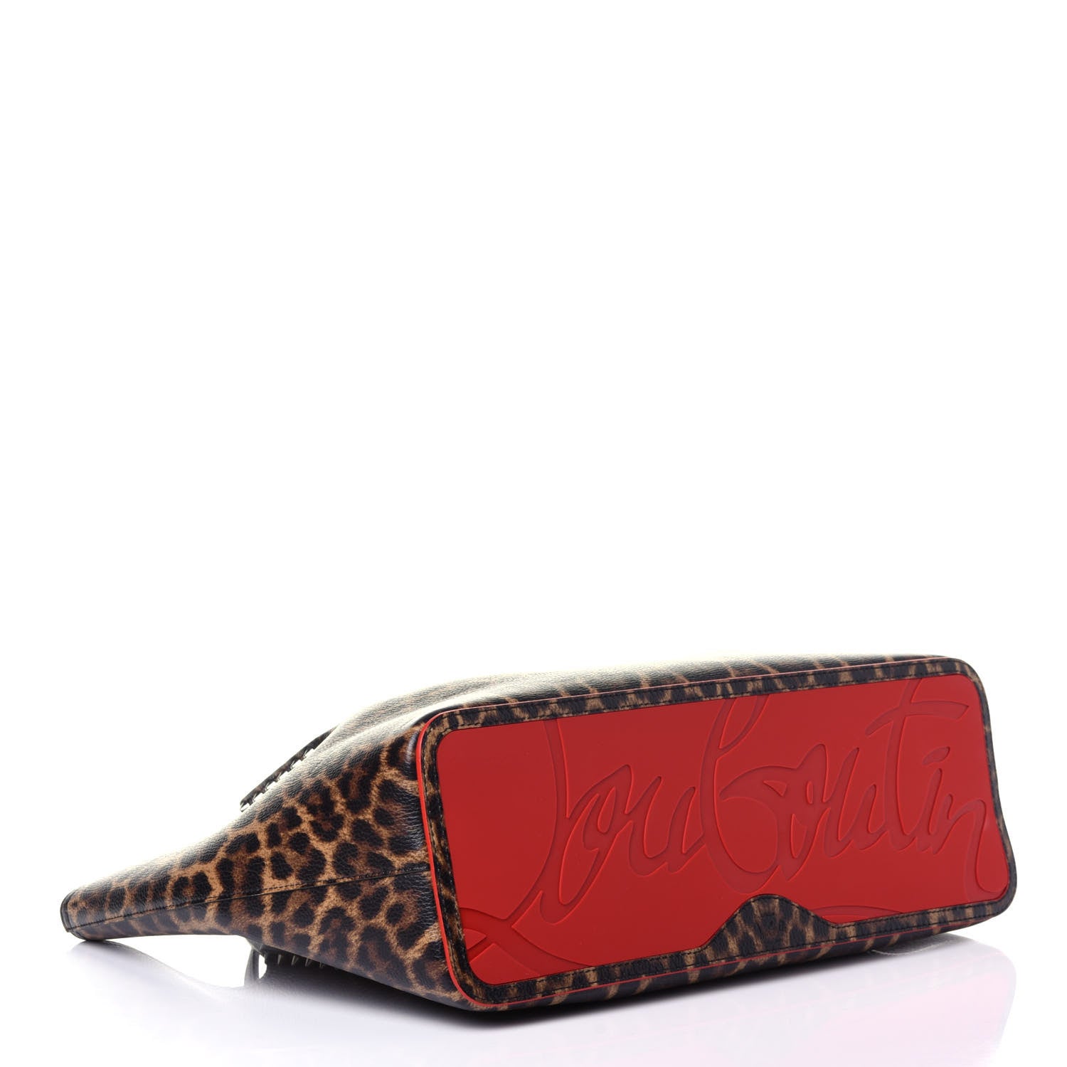 Christian Louboutin Calfskin Empire Leopard Print Spiked Large Cabarock Shopper Tote Brown 3 of 8