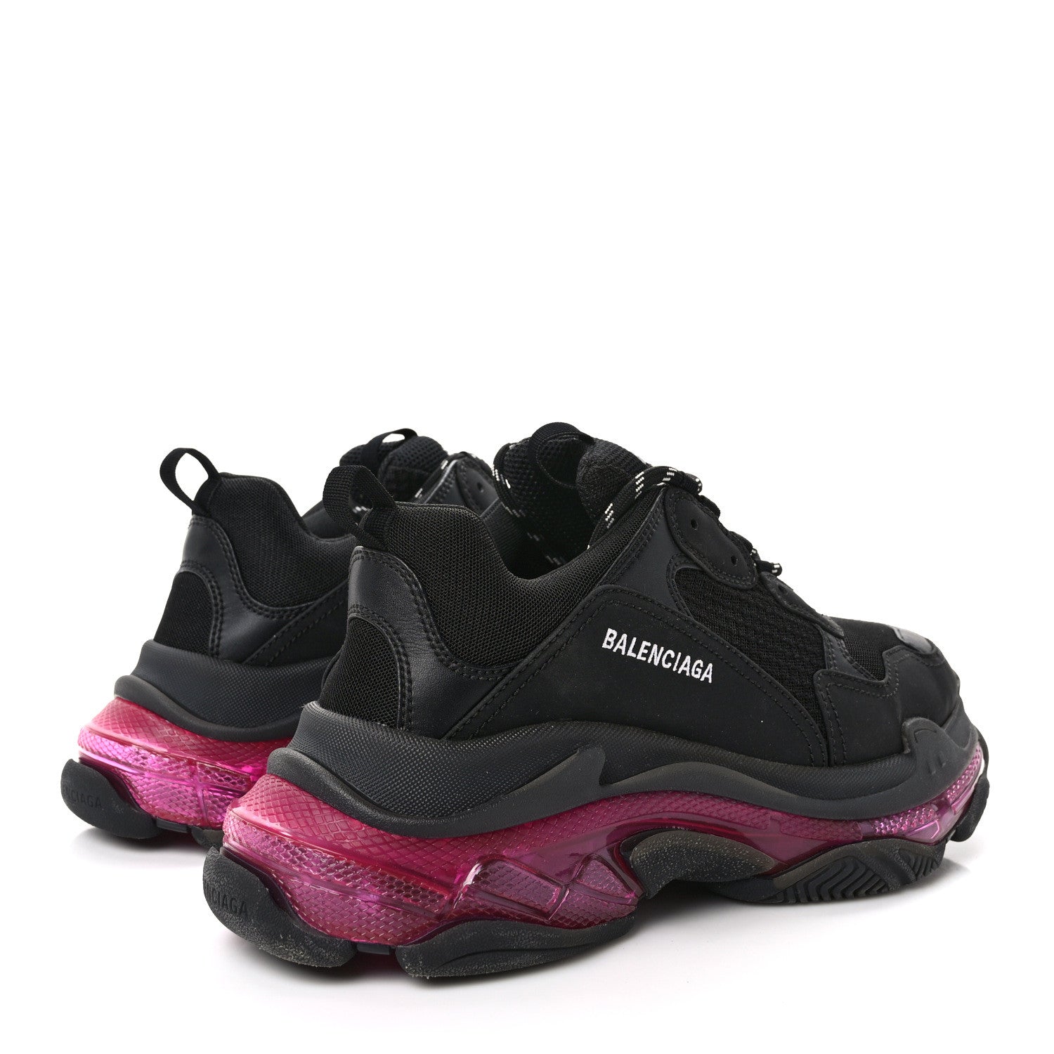 Balenciaga Fabric Mesh Clear Sole Mens Triple S Sneakers 44 Black Pink Neon 4 of 9