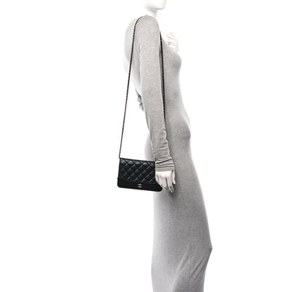 Chanel Aged Calfskin Quilted Gabrielle Wallet On Chain WOC Black 2 of 11