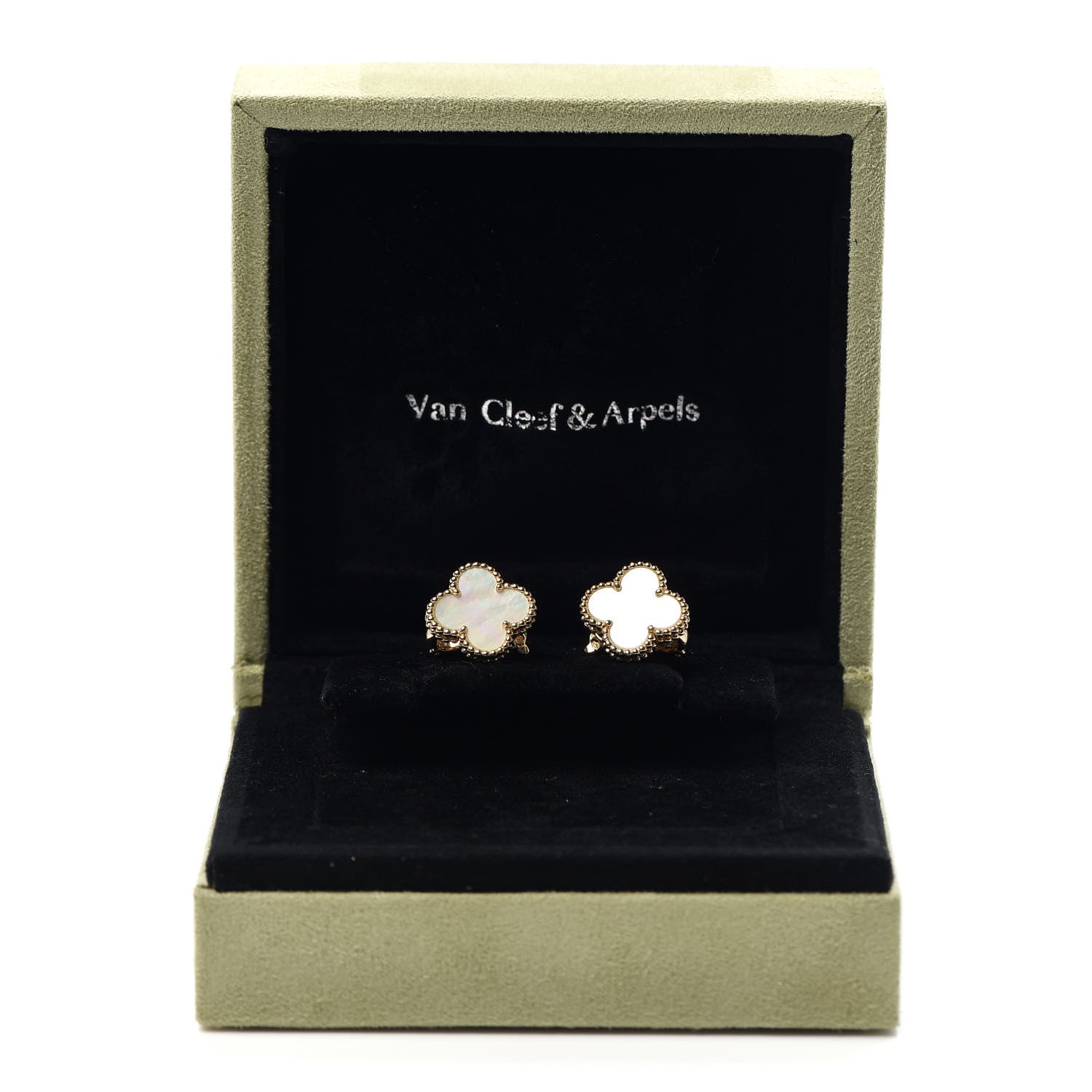 Van Cleef & Arpels 18K Yellow Gold Mother of Pearl Vintage Alhambra Earrings 5 of 5