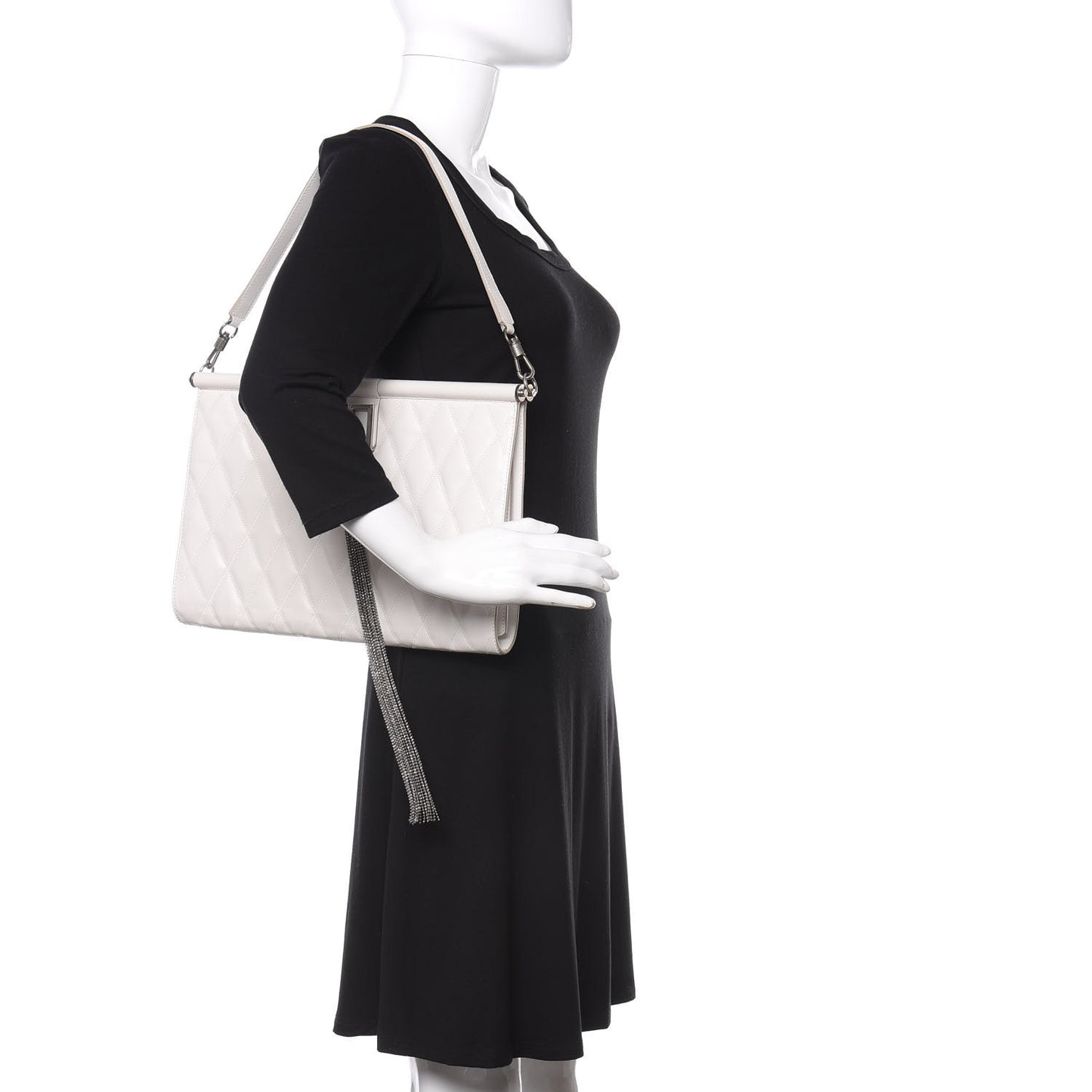 Goatskin Quilted Large Gem Bag White