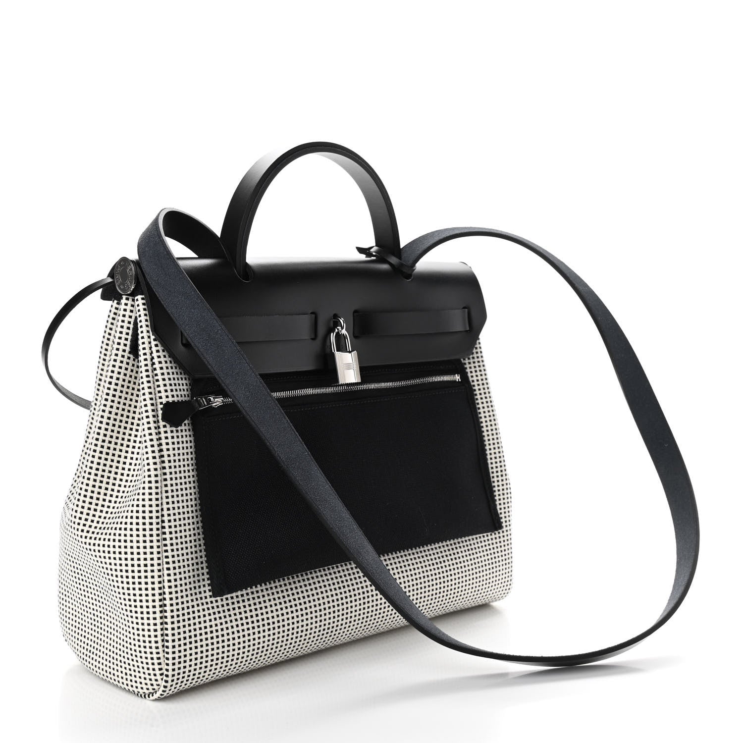 Hermes Vache Hunter Criss Viking Herbag Zip Retourne 31 PM Ecru Black 4 of 11