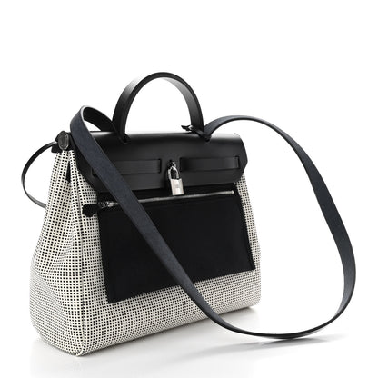 Hermes Vache Hunter Criss Viking Herbag Zip Retourne 31 PM Ecru Black 4 of 11