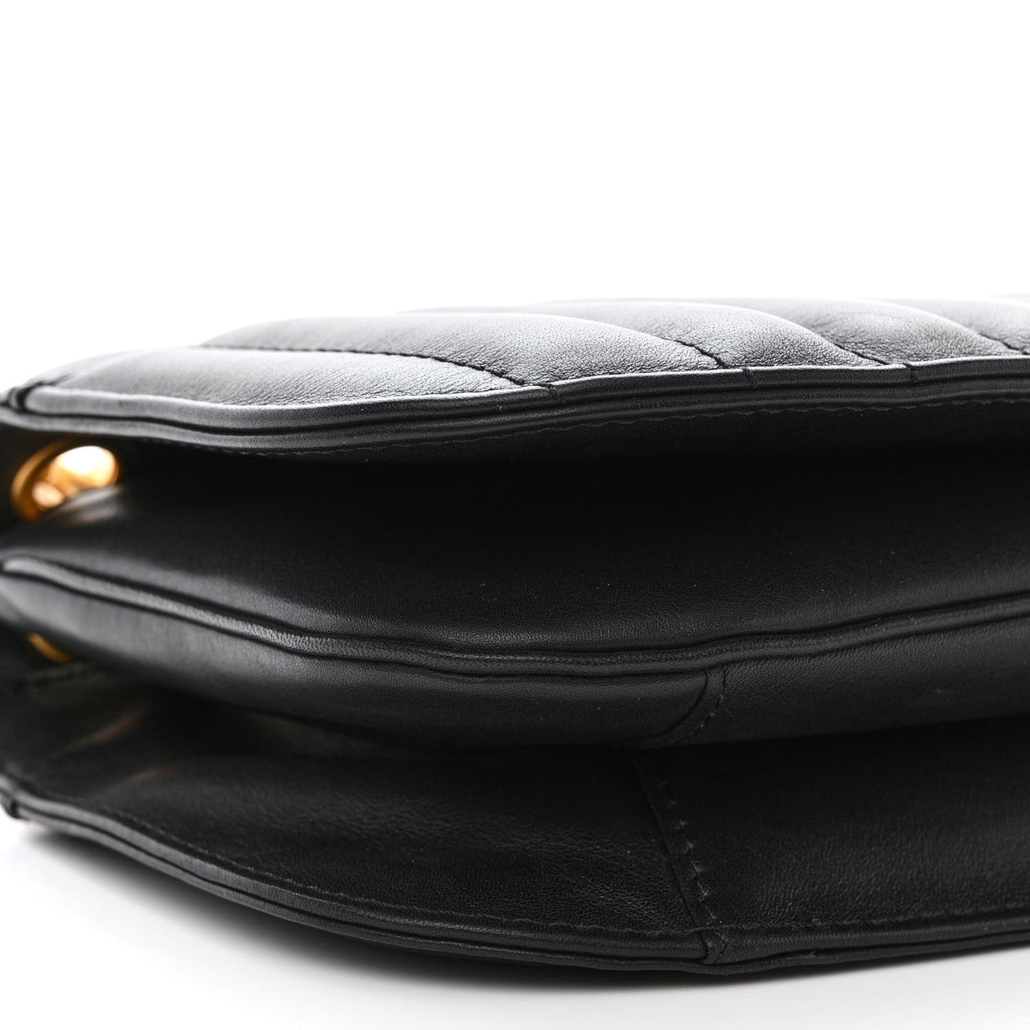 Calfskin Vertical Quilted Single Flap Black