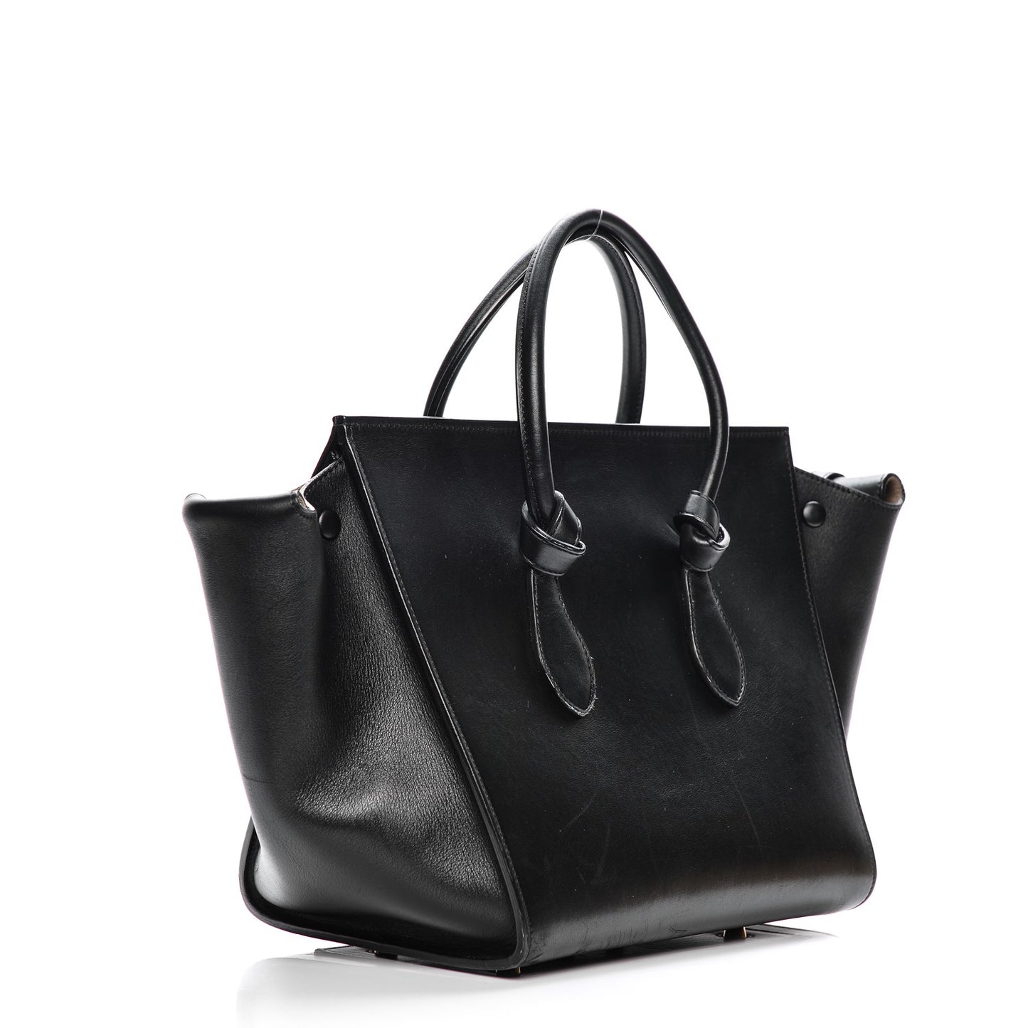 Smooth Calfskin Small Tie Knot Tote Black
