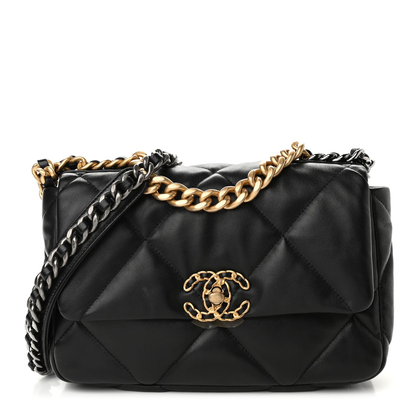 Lambskin Quilted Medium Chanel 19 Flap Black
