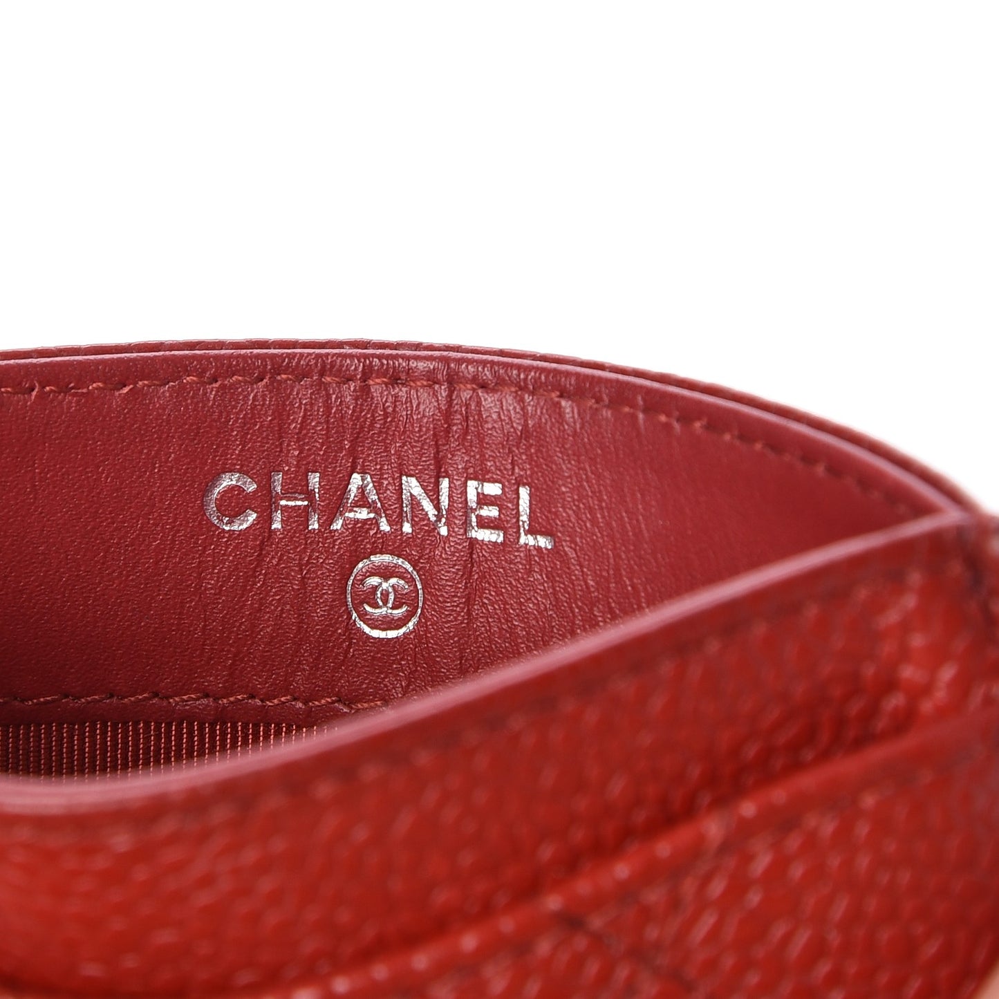 Caviar Quilted Card Holder Dark Red