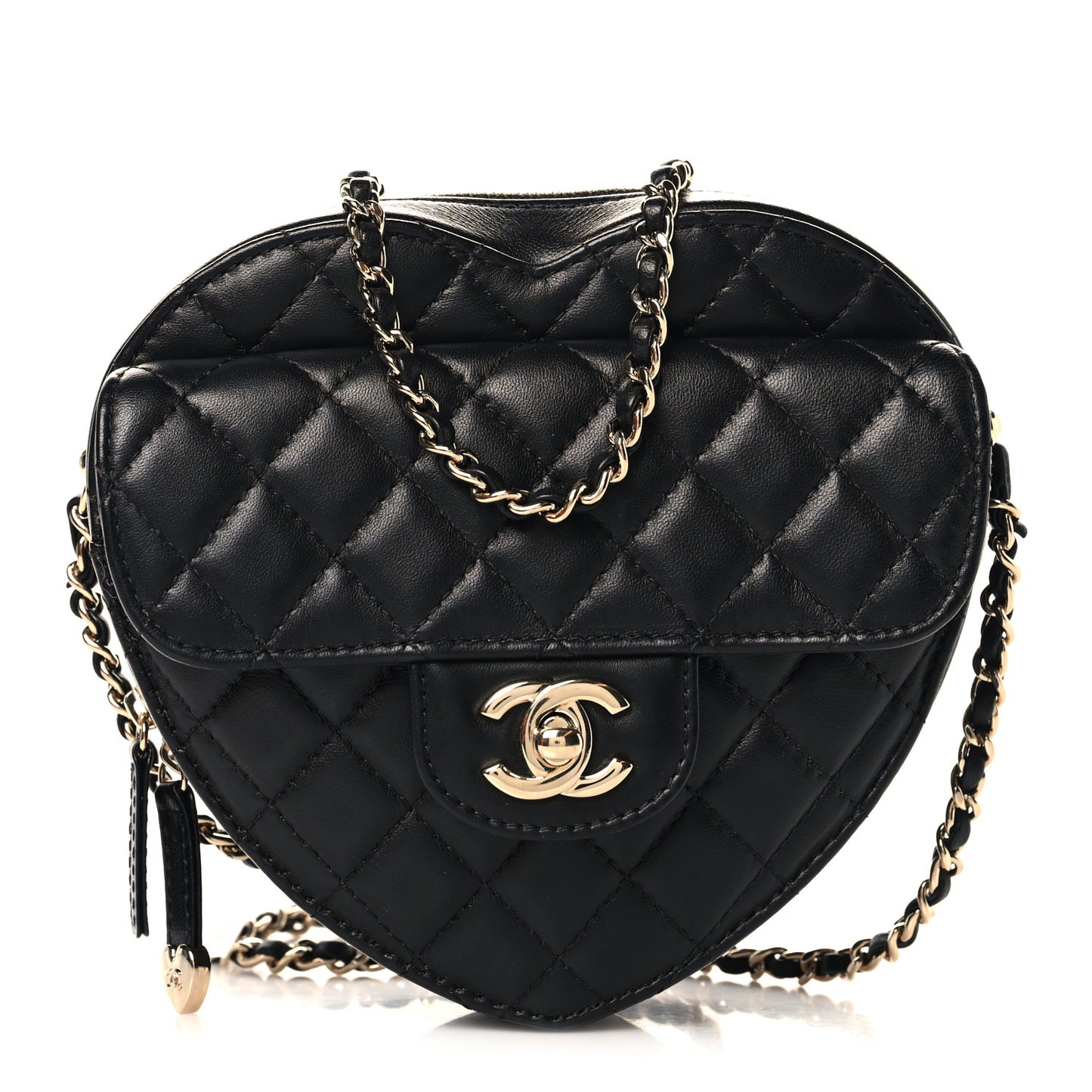 Lambskin Quilted CC In Love Heart Bag Black
