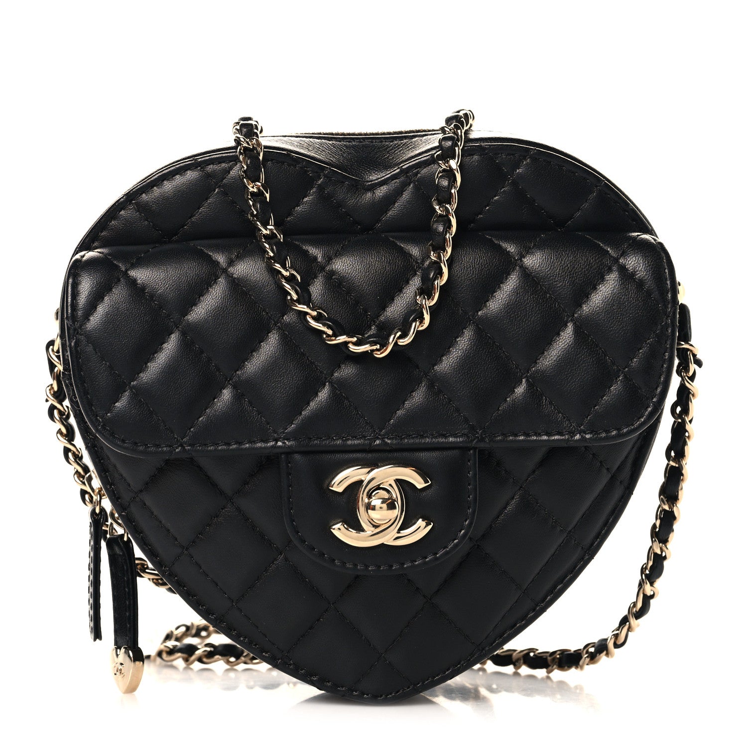 Chanel Lambskin Quilted CC In Love Heart Bag Black 1 of 11
