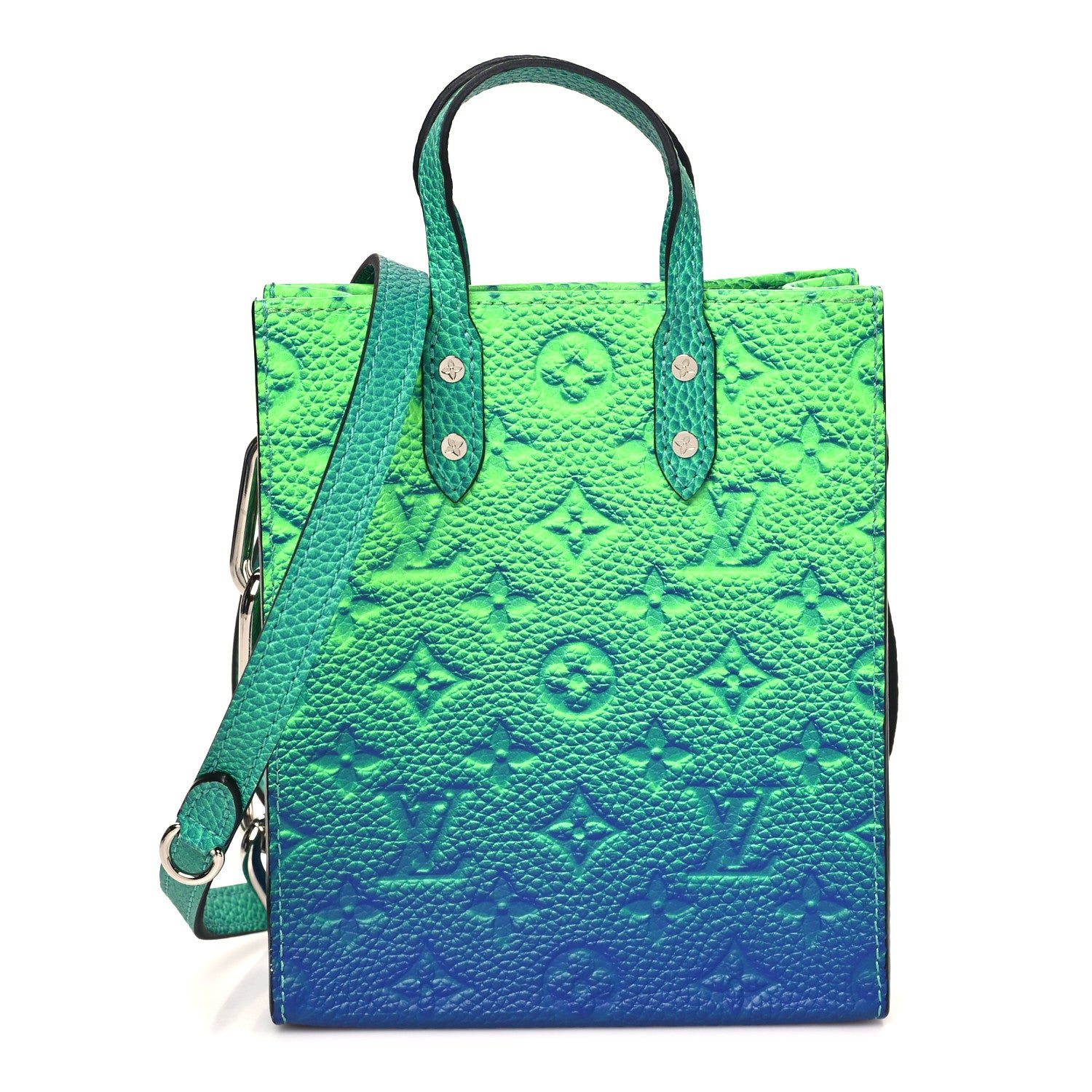 Louis Vuitton Taurillon Illusion Sac Plat XS Bleu Vert 1 of 9