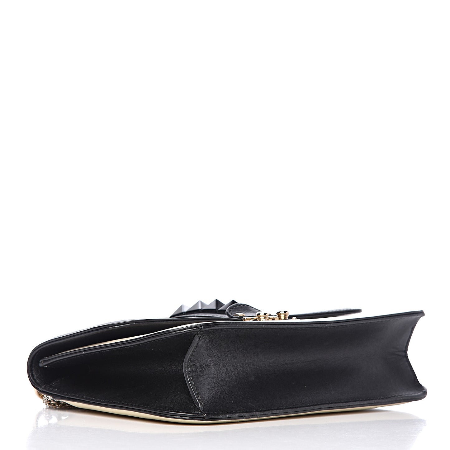 Vitello Medium Glam Lock Rockstud Flap Black Light Ivory